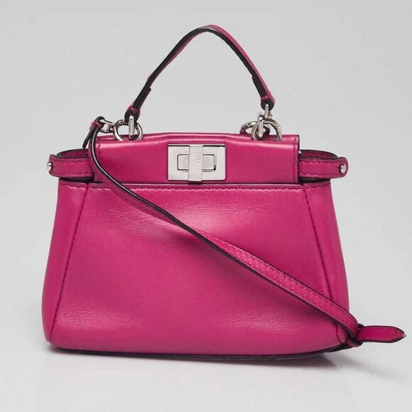 Fendi Fuchsia Nappa Leather Micro Peekaboo Bag 8M0355 - Picture 1 of 11
